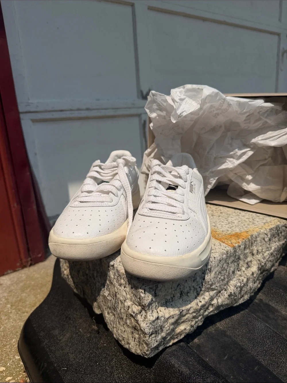 Puma Cream-White Leather Low-Top Sneakers